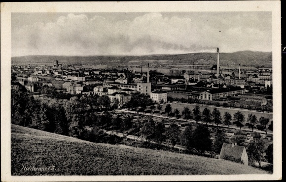Ansichtkaart Heidenau in Saksen, totaaloverzicht van het dorp