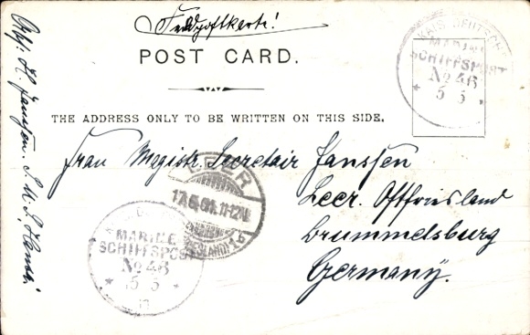 Znaczek KP Marinepost MSP nr 46, SMS Hansa, Imperial German Marine Ship Post