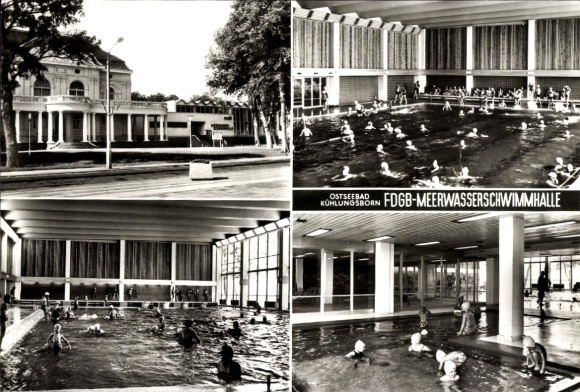 Ak Ostseebad Kühlungsborn, Ostseebad  FDGB-Meerwasserschwimmhalle, Schwimmbecken, Kinder im Wa...