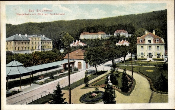 Postcard Bad Brückenau in Sinntal Lower Franconia, Wandelbahn, Schloss Hotel