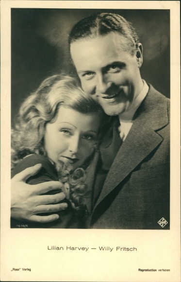 Postcard actors Lilian Harvey and Willy Fritsch, portrait, Ufa Film