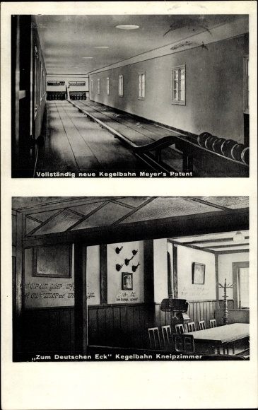Postcard Hamburg Nord Langenhorn, Zum Deutschen Eck, Langenhorner Chaussee 85, bowling alley