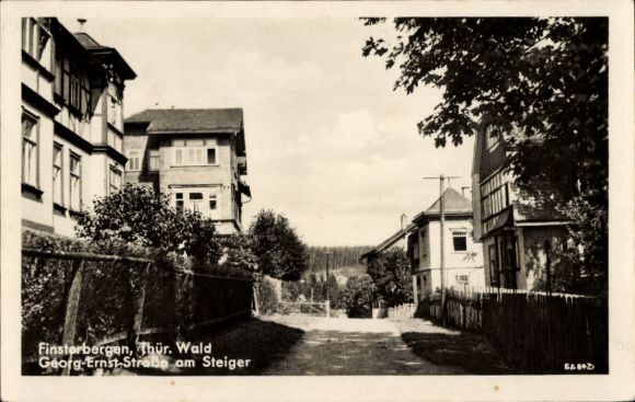 Postcard Finsterbergen Friedrichroda in the Thuringian Forest, Georg Ernst Street at the Steiger