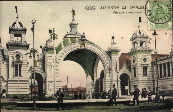 Postcard Charleroi Wallonien Hennegau, Exhibition 1911, Main facade