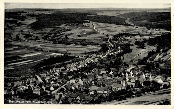 Postcard Wenkheim Werbach an der Tauber, aerial photograph