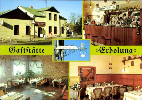 Postcard Oranienburg in Brandenburg, restaurant "Erholung", rest stop on B96, interior views, dining area...