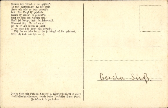 Song Postcard Soph, Hans, Erzgebirge dialect no. 5, The Rudtail