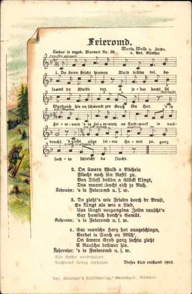 Song Postcard Feieromd, Anton Günther