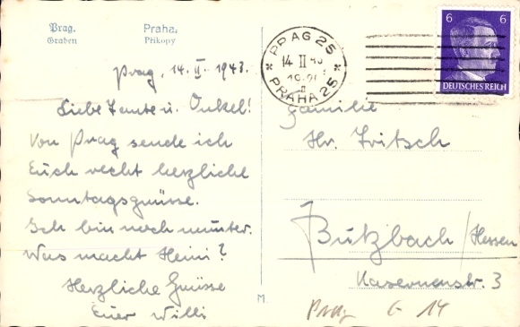 Postcard Praha Prague City, Partie am Graben, Prikopy, Tram
