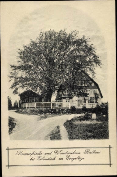 Postcard Sosa Eibenstock in the Erzgebirge, Bielhaus hikers' home, The ancient Biel beech