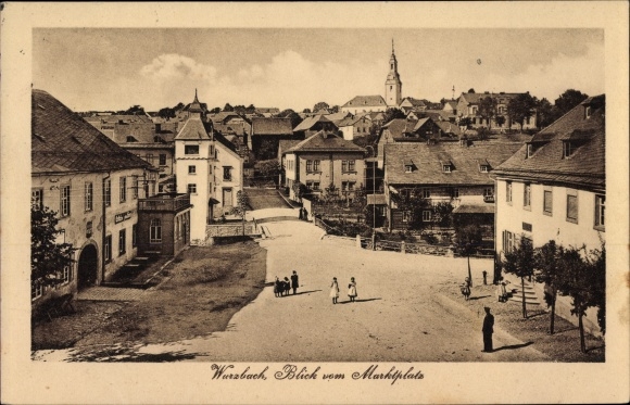 Postcard Wurzbach in Thuringia, view from the market square