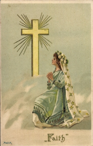 Präge Künstler Ak Mailick, Faith, Kreuz