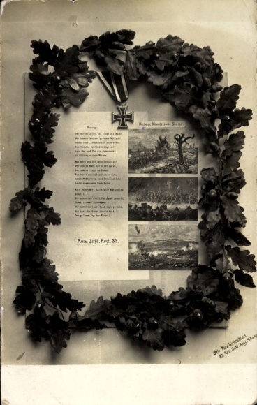 Foto Ak Reserve Infanterie Regiment 82, Gedicht, Eisernes Kreuz, Eichenkranz