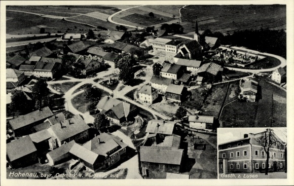 Postcard Hohenau Lower Bavaria, aerial photograph, Gasth. z. Lusen