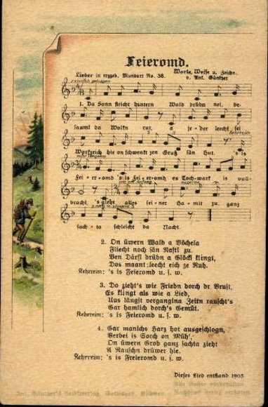 30 individual song cards, Anton Günther