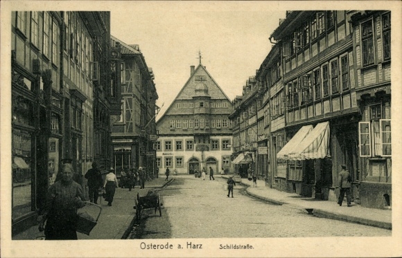 KP Osterode am Harz, Schildstraße, domy z muru pruskiego, sklepy