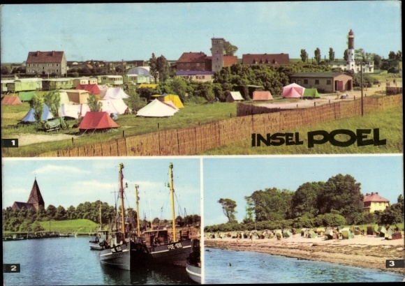 Postcard Insel Poel Mecklenburg, Timmendorf campsite, Kirchdorf Hafen, Schwarzer Busch