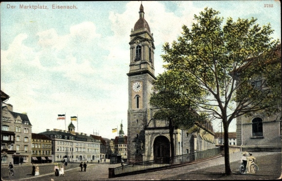PC Eisenach in Thuringia, market square, church