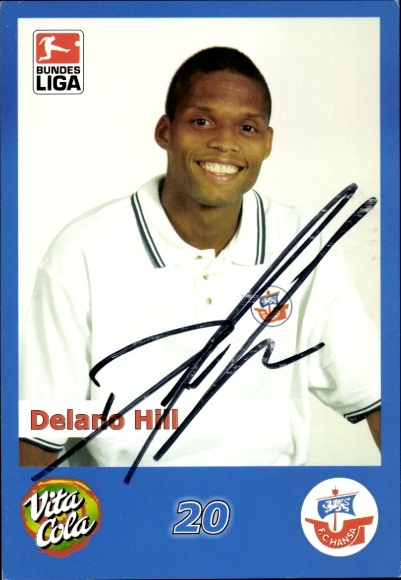 Autograph card footballer Delano Hill, FC Hansa Rostock, autograph