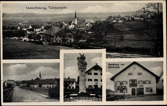 PC Unterfinnig Finnig Landsberg am Lech, total, street section, war memorial, business v. Beinhofer