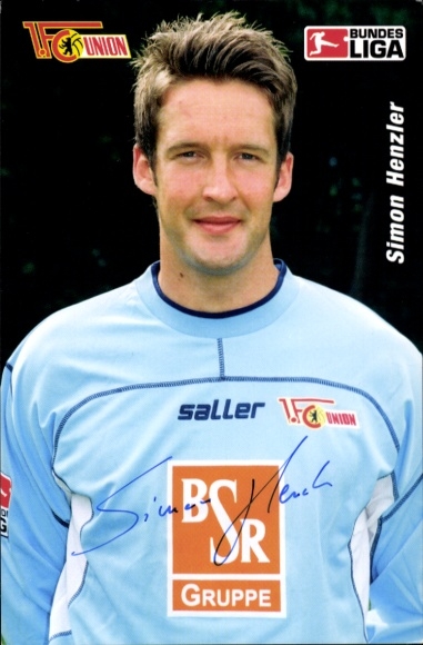 Handtekeningkaart Simon Henzler, 1. FC Union, BSR, saller, handtekening