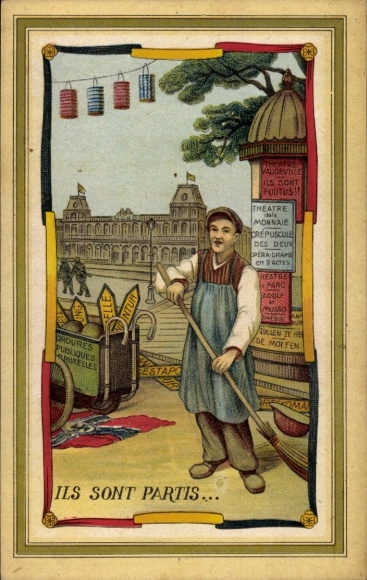 Artist Postcard Ils sont Partis, Street Sweepers