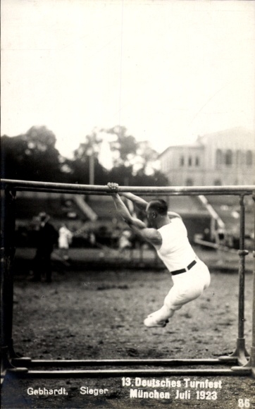 Photo Postcard 13th German Gymnastics Festival Munich July 1923, Gebhardt, winner