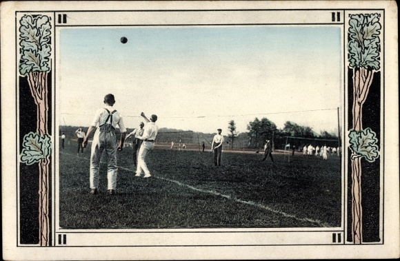 Passepartout Postcard men in volleyball