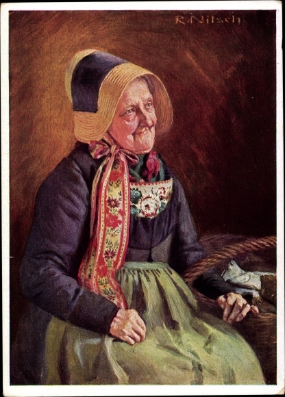 Künstler Ak Nitsch, R., Volkstracht, Mönchguterin, Insel Rügen, VDA P 1 R 2 Nr 1