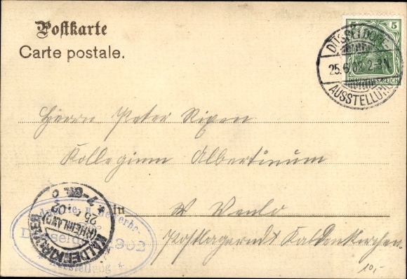 lito Düsseldorf, wystawa handlowa 1902, Dortmunder Aktienbrauerei, Germane z rogiem do picia