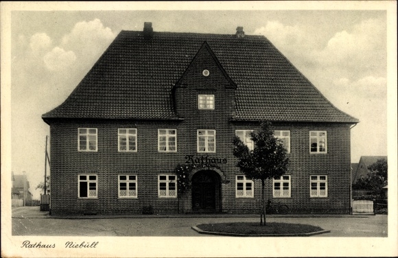 Postcard Niebüll in North Friesland, town hall