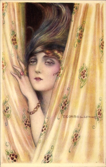 Artist Postcard Corbella, T., portrait of a Woman