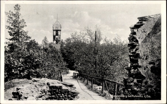 Postcard Pulsnitz Saxony, Helenberg, observation tower, nature, hiking trail