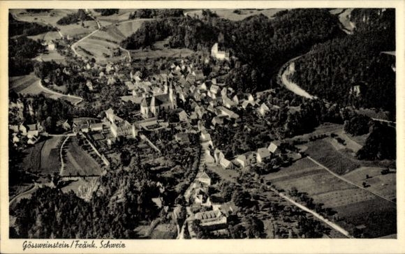 Postcard Gößweinstein in Upper Franconia, aerial photograph
