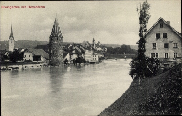 Ak Bremgarten Kanton Aargau, Teilansicht, Hexenturm