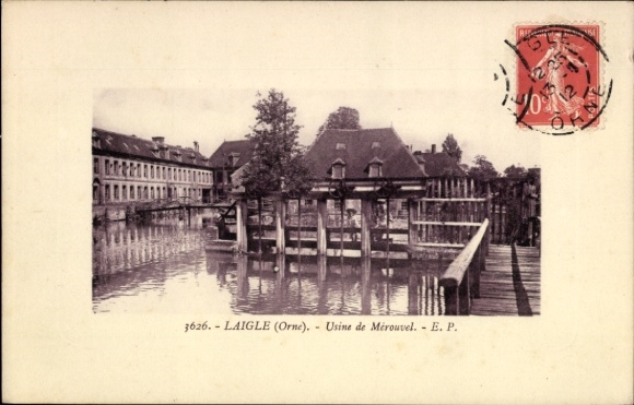 CPA L'Aigle Laigle Orne, Usine de Mérouvel