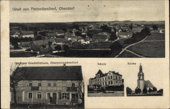 KP Pretzschendorf Klingenberg w Rudawach, Oberdorf, biurowiec Geißlera, szkoła, kościół
