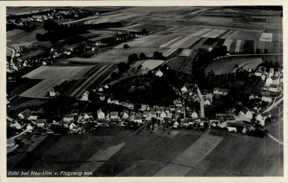 Postcard Bühl in Baden Black Forest, aerial view of Bühl, fields, houses, landscape