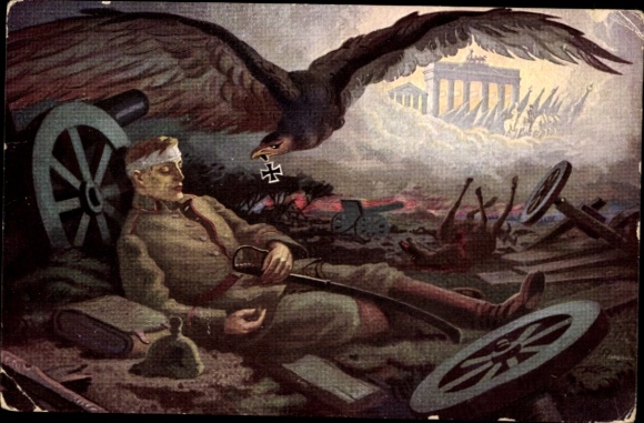 Ak Die Vision des verwundeten Kriegers, Adler mit Eisernem Kreuz