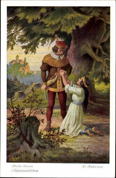 Set of 6 artist PCs in envelope, fairy tale: Snow White by Otto Kubel