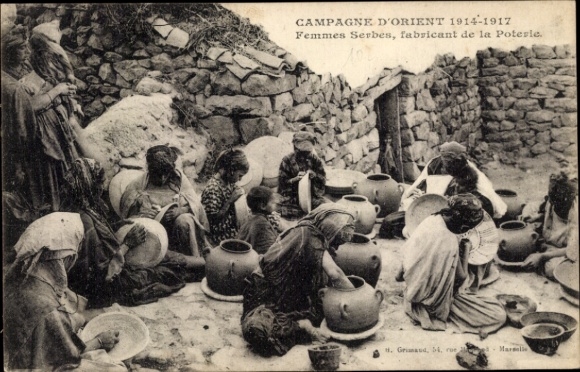 Picture of Serbian women making pottery, World War I