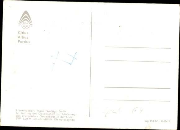 3D Postcard volleyball game, Citius Altius Fortius, society z. promotion d. Olympic thought GDR