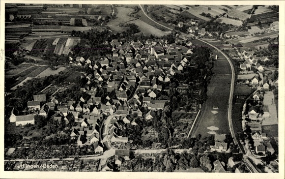 Postcard Ittlingen im Kraichgau, aerial photograph
