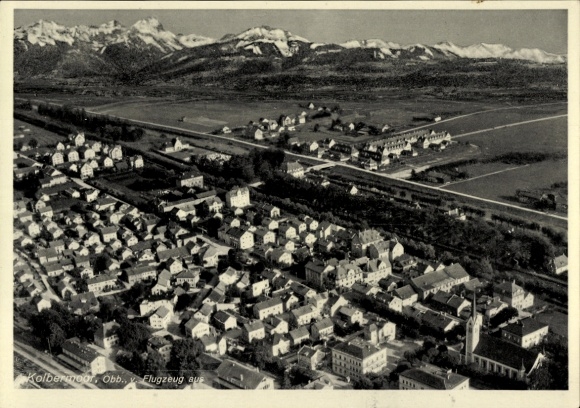 Postcard Kolbermoor in Upper Bavaria, aerial photograph