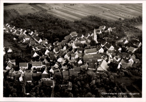 Postcard Ottmarsheim Besigheim am Neckar Württemberg, aerial photograph