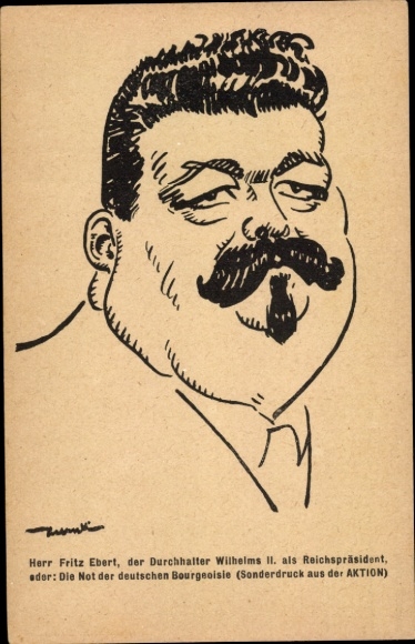 Artist PC Fritz Ebert, the perseverant of Wilhelm II as Reich President, caricature, the action