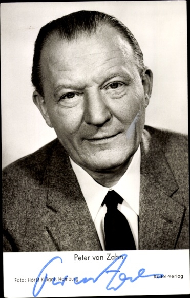 Postcard Journalist Peter von Zahn, Portrait, Autograph