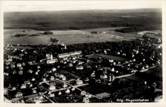 Postcard Planegg Upper Bavaria, aerial photograph
