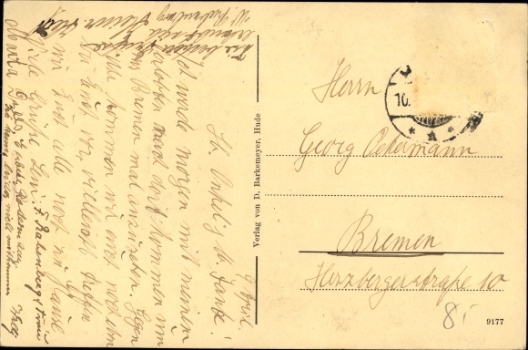 Postcard Hude in Oldenburg, Villa Lindenhof