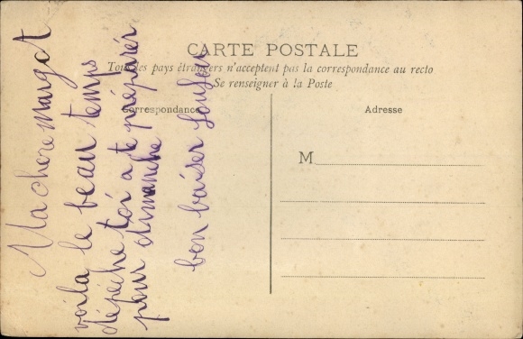 Letters Postcard first name Marguerite, portrait of a woman, flowers